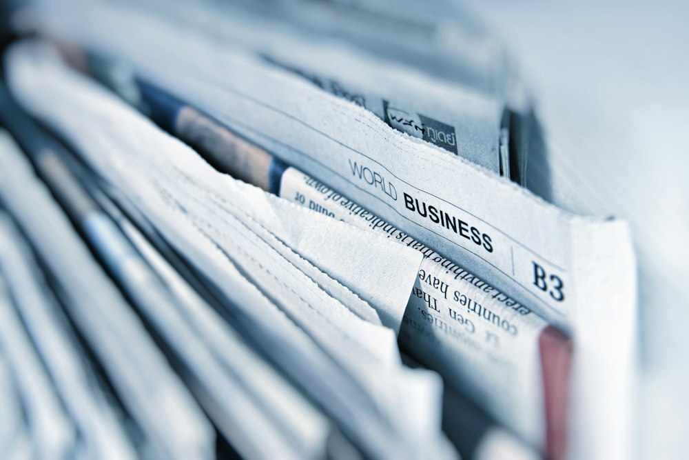 A folded business newspaper
